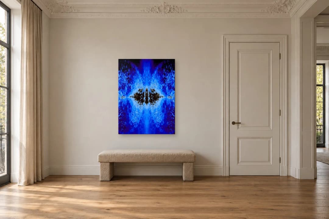 Breath under Pressure on a hallway wall at 120 × 90 cm, to scale
