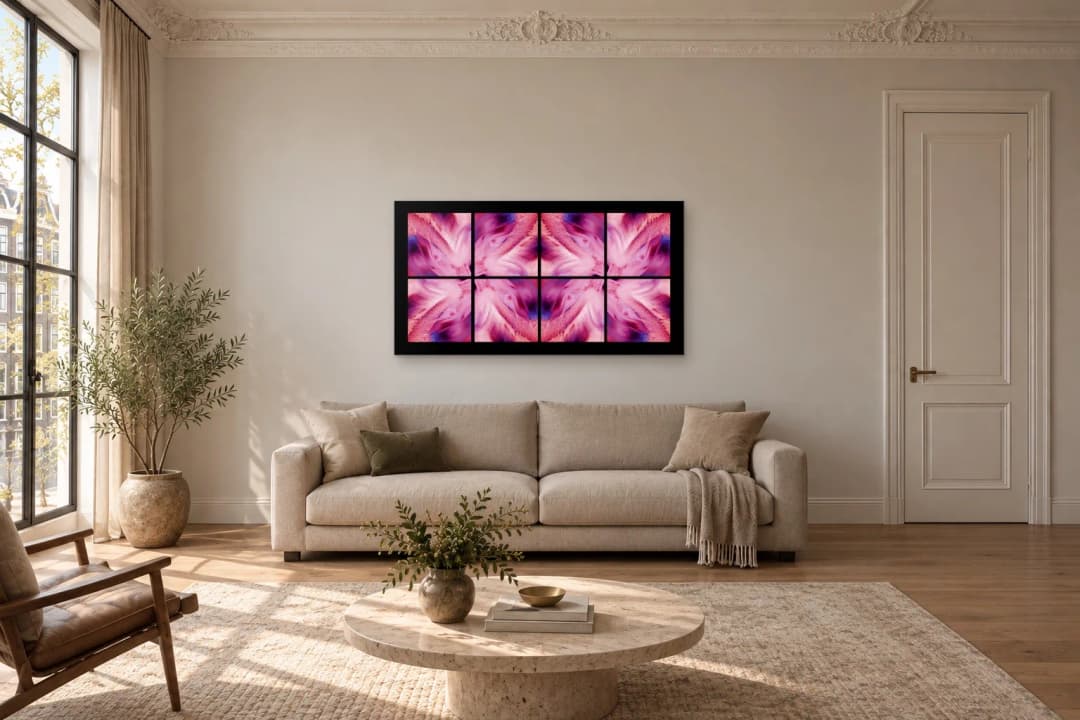 Carmine Fold on a living room wall at 150 × 80 cm, to scale