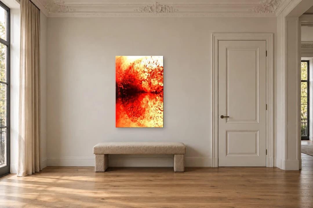 Ochre Rift on a hallway wall at 120 × 80 cm, to scale