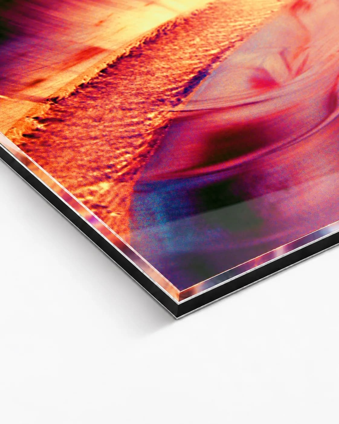 Coral Pulse, corner of the acrylic print