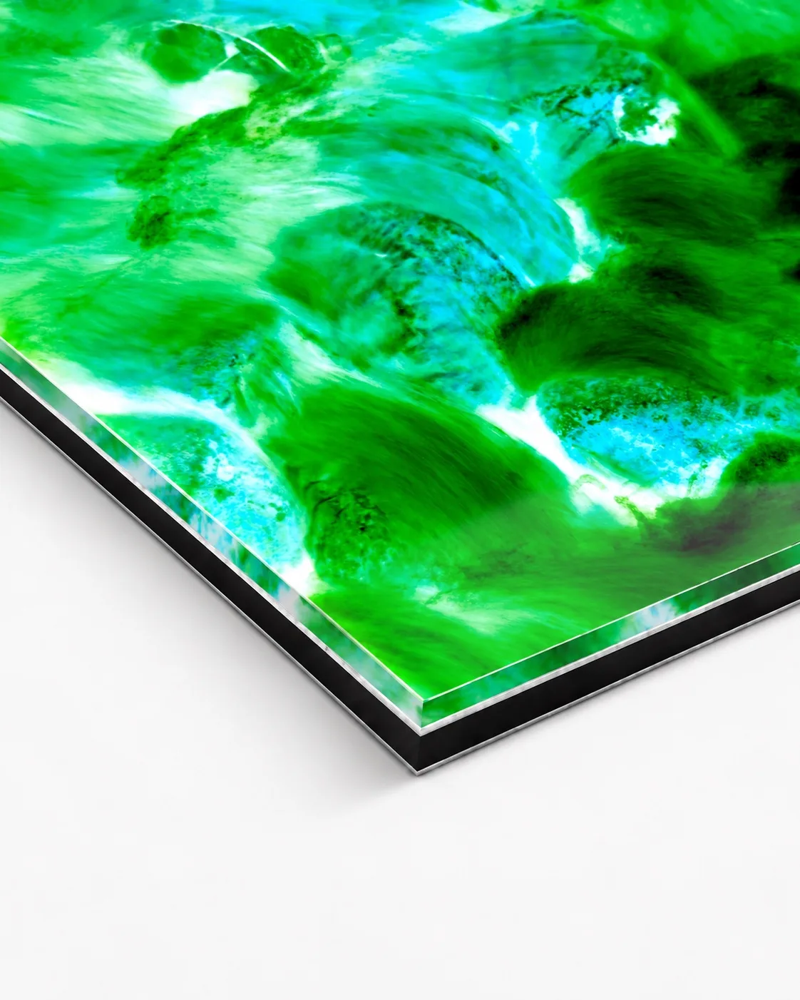 Emerald Shift, corner of the acrylic print