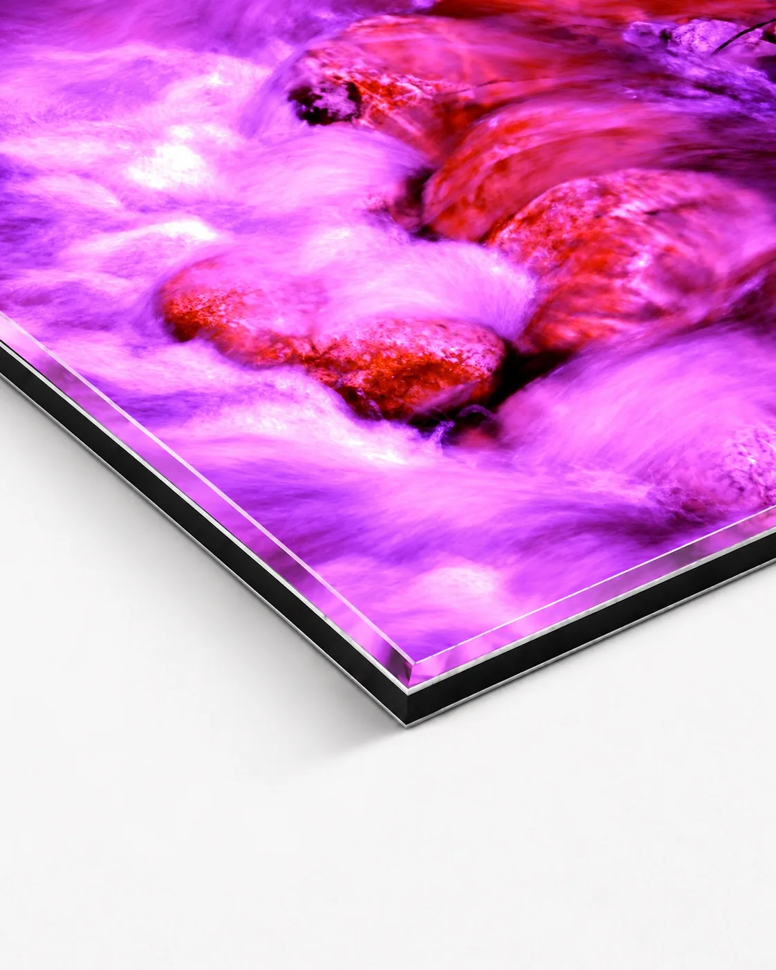 Soft Surge, corner of the acrylic print